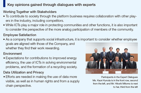 Key opinions gained through dialogues with experts
